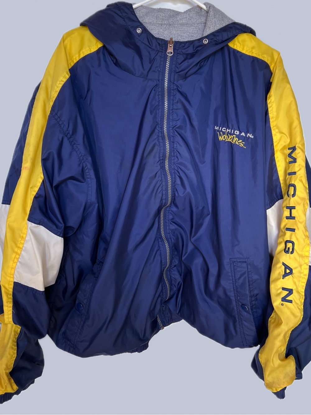 Vintage Michigan Wolverines Reversible Hooded Jacket XXL Blue Yellow NCAA